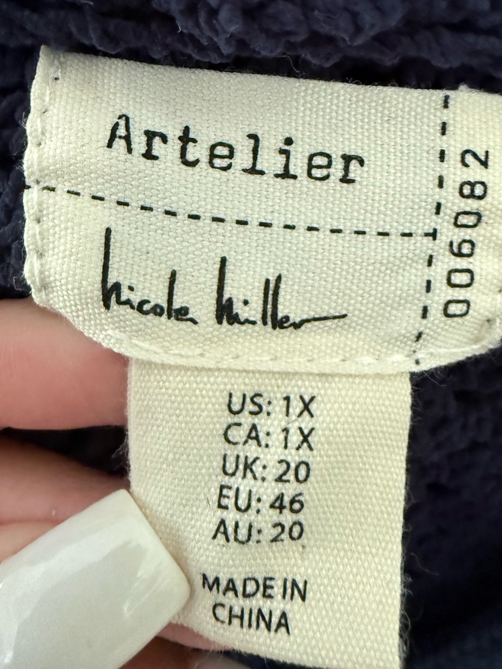 Nicole Miller Artelier Navy Open Knit Hoodie - Picture 4 of 4